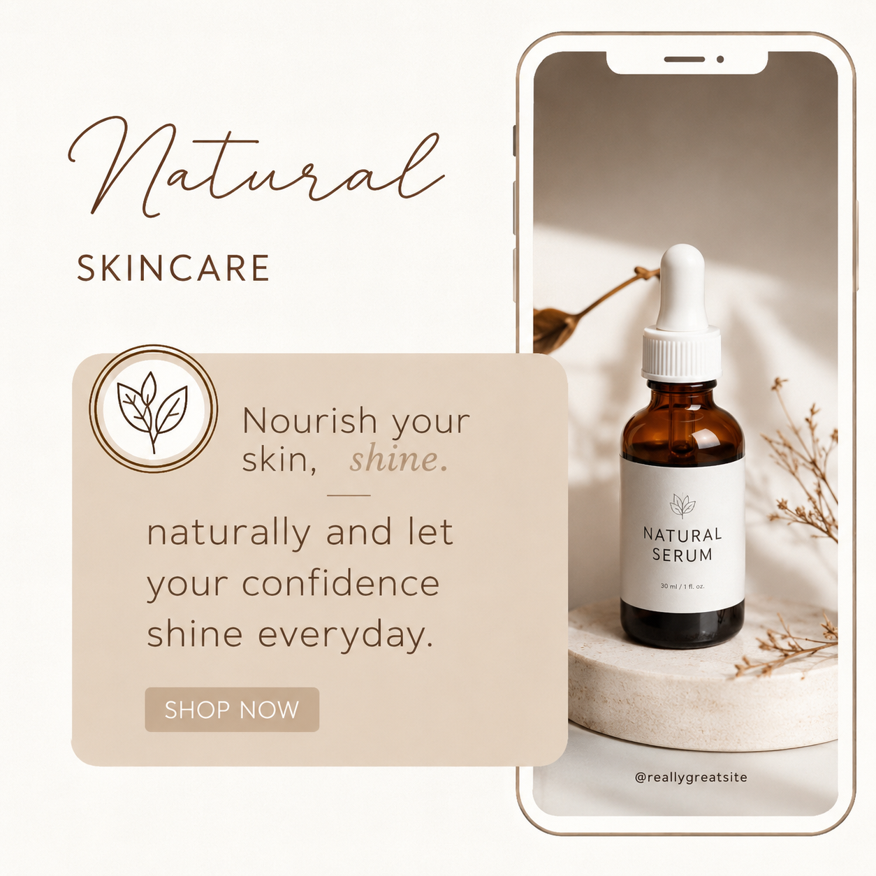 Natural Skincare Social Media Canva Template Bundle