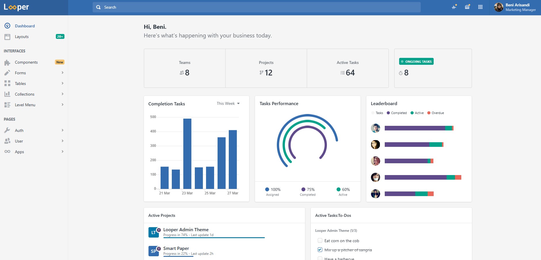 Looper Admin Dashboard Templates & Themes (Bootstrap + Tailwind Ready)