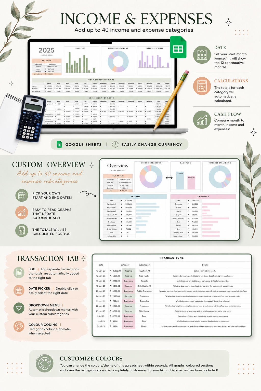 Income & Expense Tracker | Instant Download with Resell Rights (INSTRUCTIONS IN THE FILE)